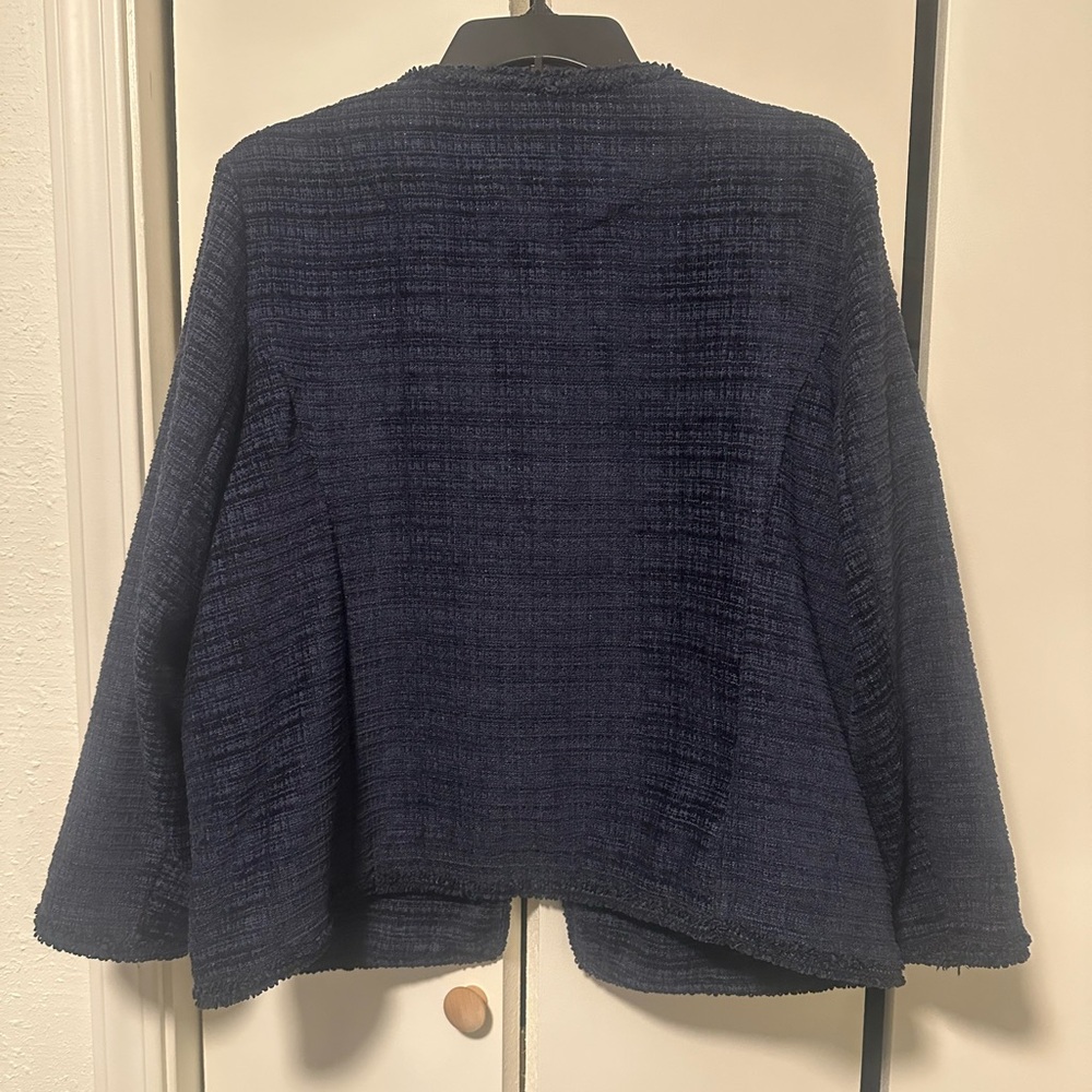 Max Studio London Navy Tweed Textured Blazer - Picture 5 of 7